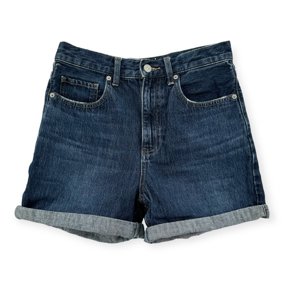 Uniqlo Pants - Uniqlo Jeans Shorts Womens 25 Cuffed Blue Denim High Waist Classic